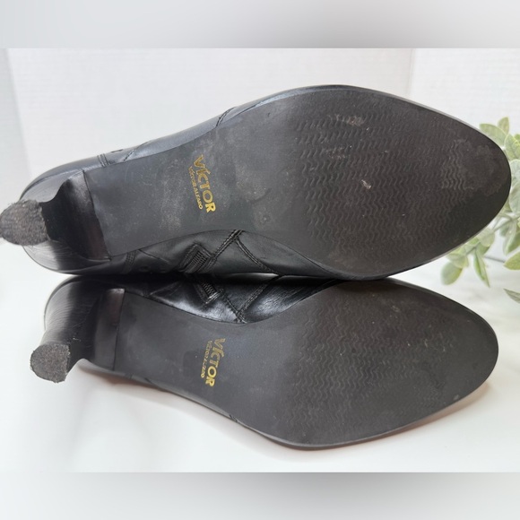 Victor Alfaro Harrison Black Heeled Leather Ankle Booties Cutout Detail Size 10 - Picture 15 of 15